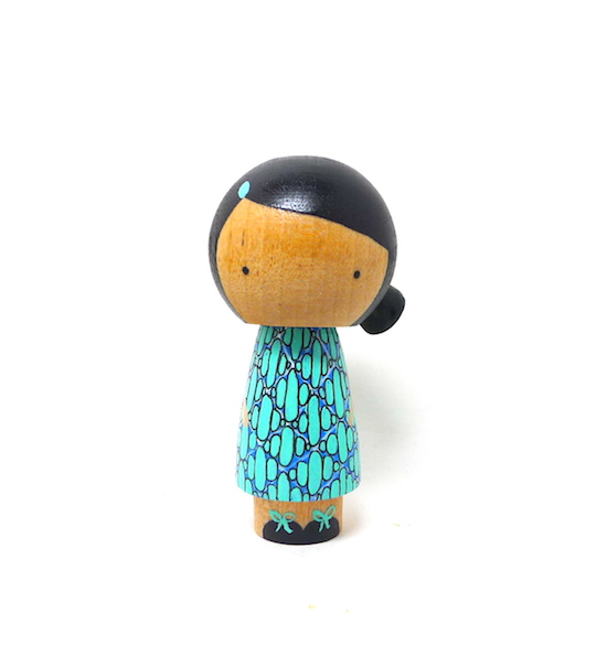 WOODEN KOKESHI BLUE DESIGNS- WHIMSICAL WILLOW