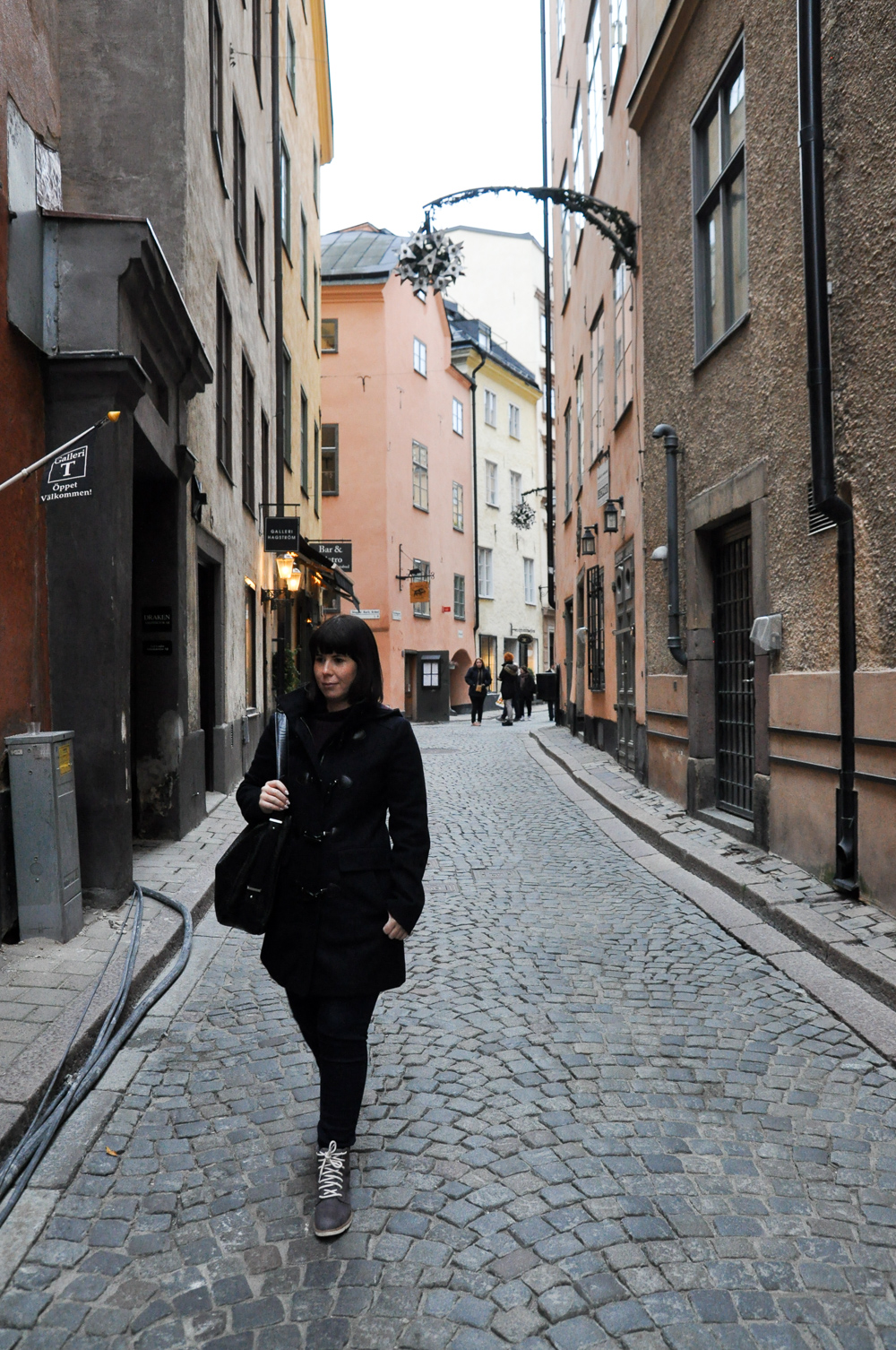 Walking the streets of Gamla Stan, Stockholm's old town.